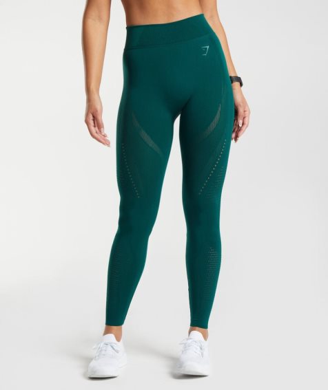 Women's Gymshark Warp Knit Leggings Green | NZ 6ODGRN